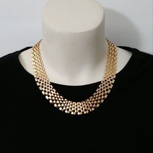 Elegant Wide Gold Tone Necklace